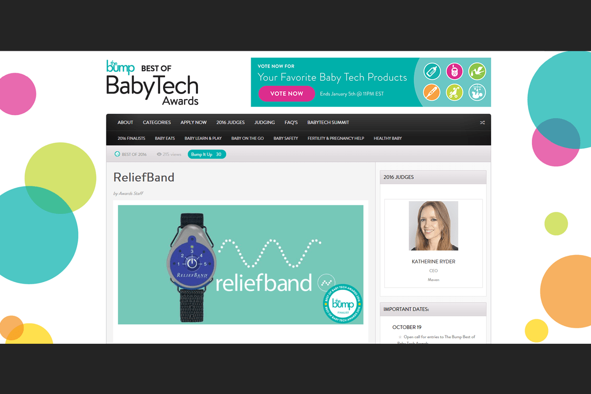The Bump: Best of BabyTech Award Finalist Is . . . - Reliefband®